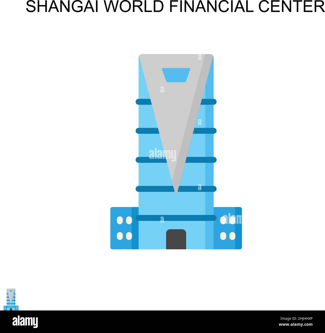 Shangai world financial center Simple vector icon. Illustration symbol design template for web mobile UI element. Stock Vector