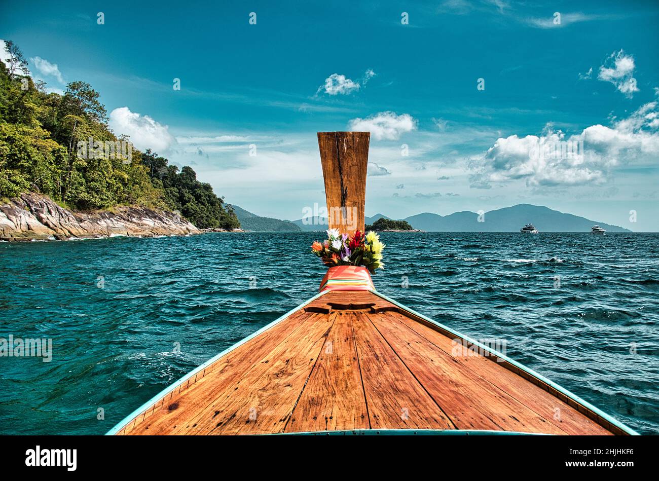 Koh Lipe, Thailand 12.11.2021 Thai traditional Long tail boat around the magical island Koh Lipe Stock Photo
