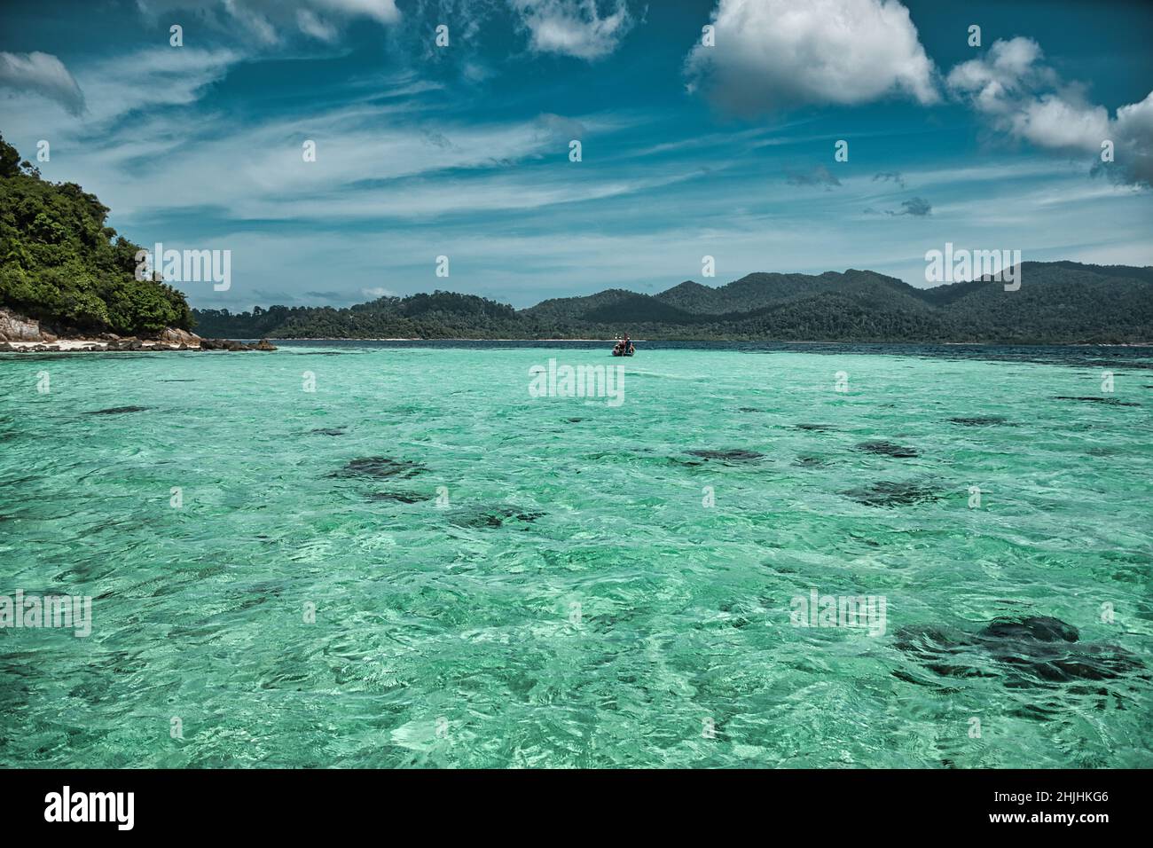 Seascape view of the beautiful Andaman sea around magical island Koh Lipe Stock Photo