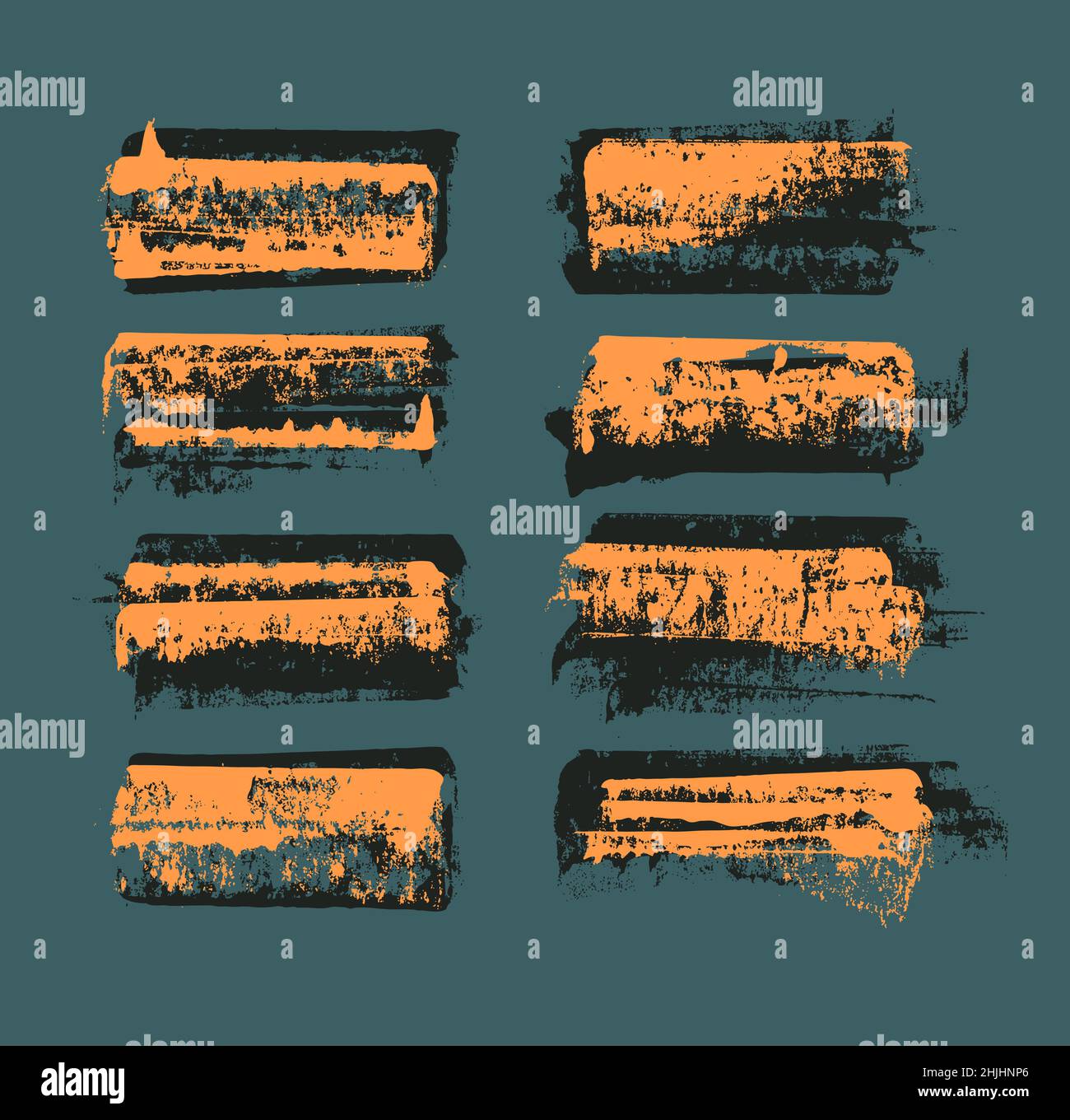 Set of grunge design elements and painting brushes. vector illustration ...