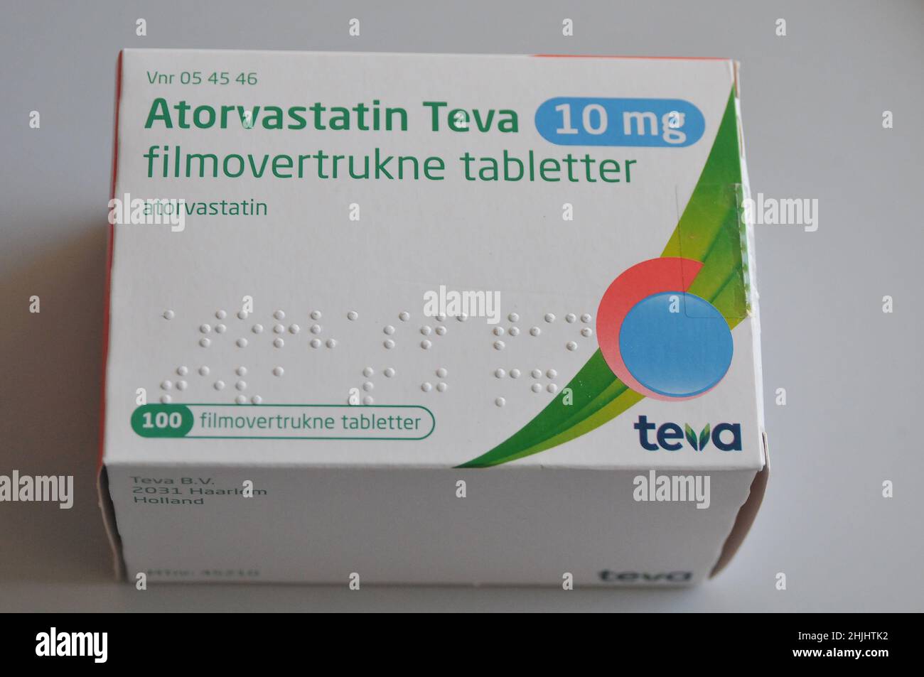 Copenhagen/Denmark./30 January 2022/Atorvastattin Teva 10 MG tablets  medicne in danish capital Copenhagen . (Photo..Francis Dean/Dean Pictures  Stock Photo - Alamy