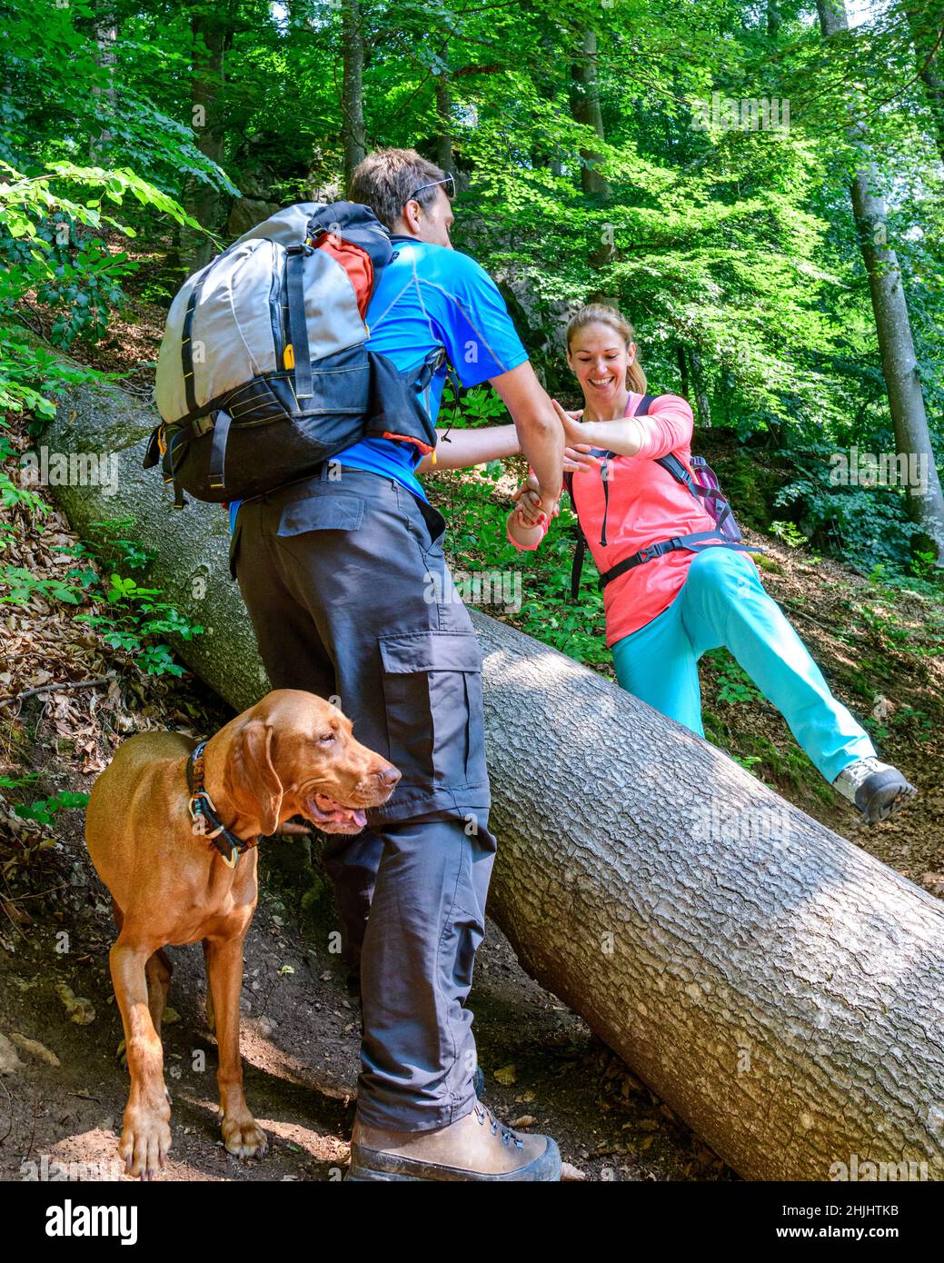 Couple hikers walking in hilly hi-res stock photography and images - Alamy