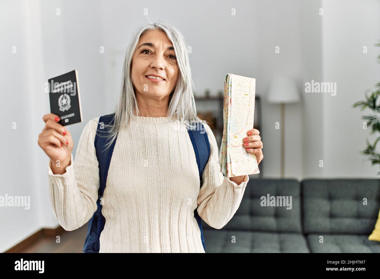 Mature woman passport map hi-res stock photography and images - Alamy