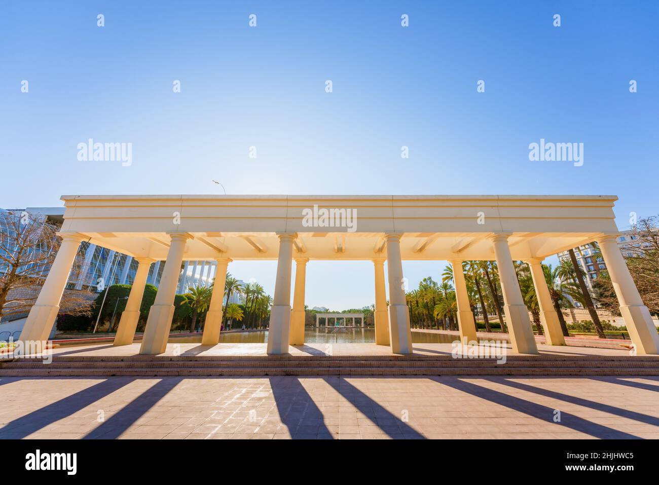 Valencia, Spain. January 28, 2022. Public city park in Turia River