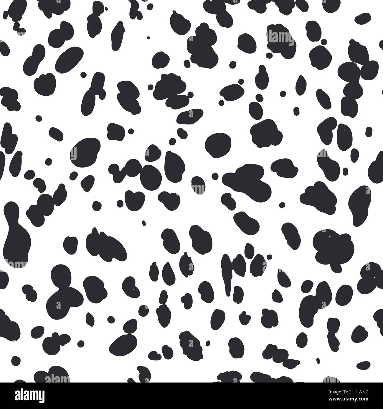Dalmatian seamless pattern. Animal skin print. Dog and cow black dots