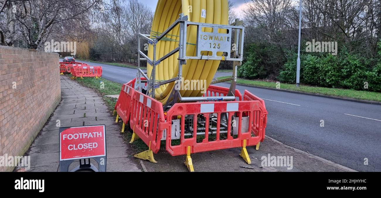 Fibre optic Cable work repairs in Northampton in England UK Stock Photo