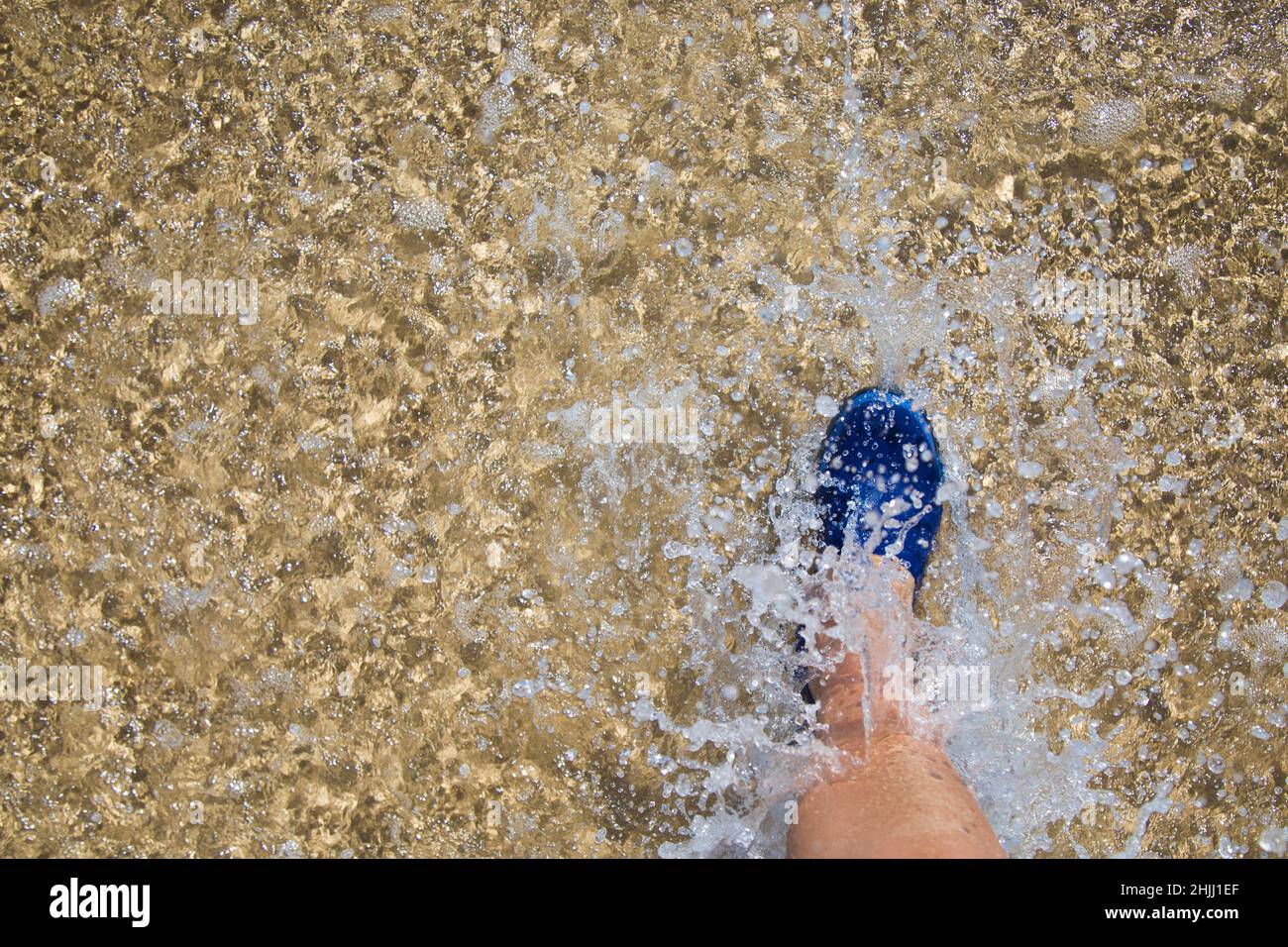 Walking in Water on the beach Stock Photo