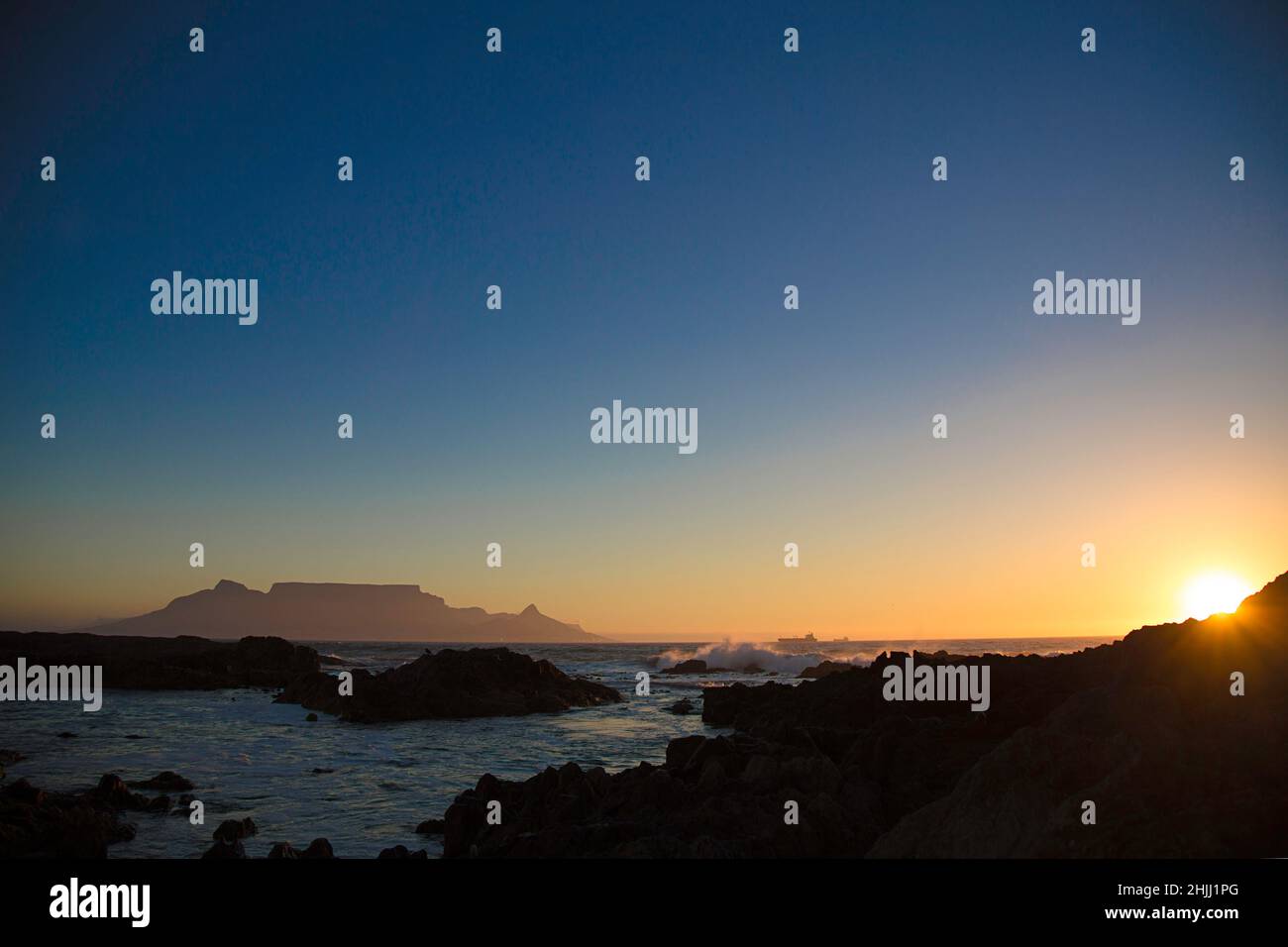 Table Mountain alongside a beautiful Blouberg Sunset Stock Photo
