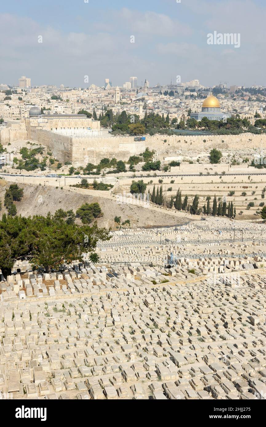 Jerusalem, view of the old city from the Mount of Olives Stock Photo ...