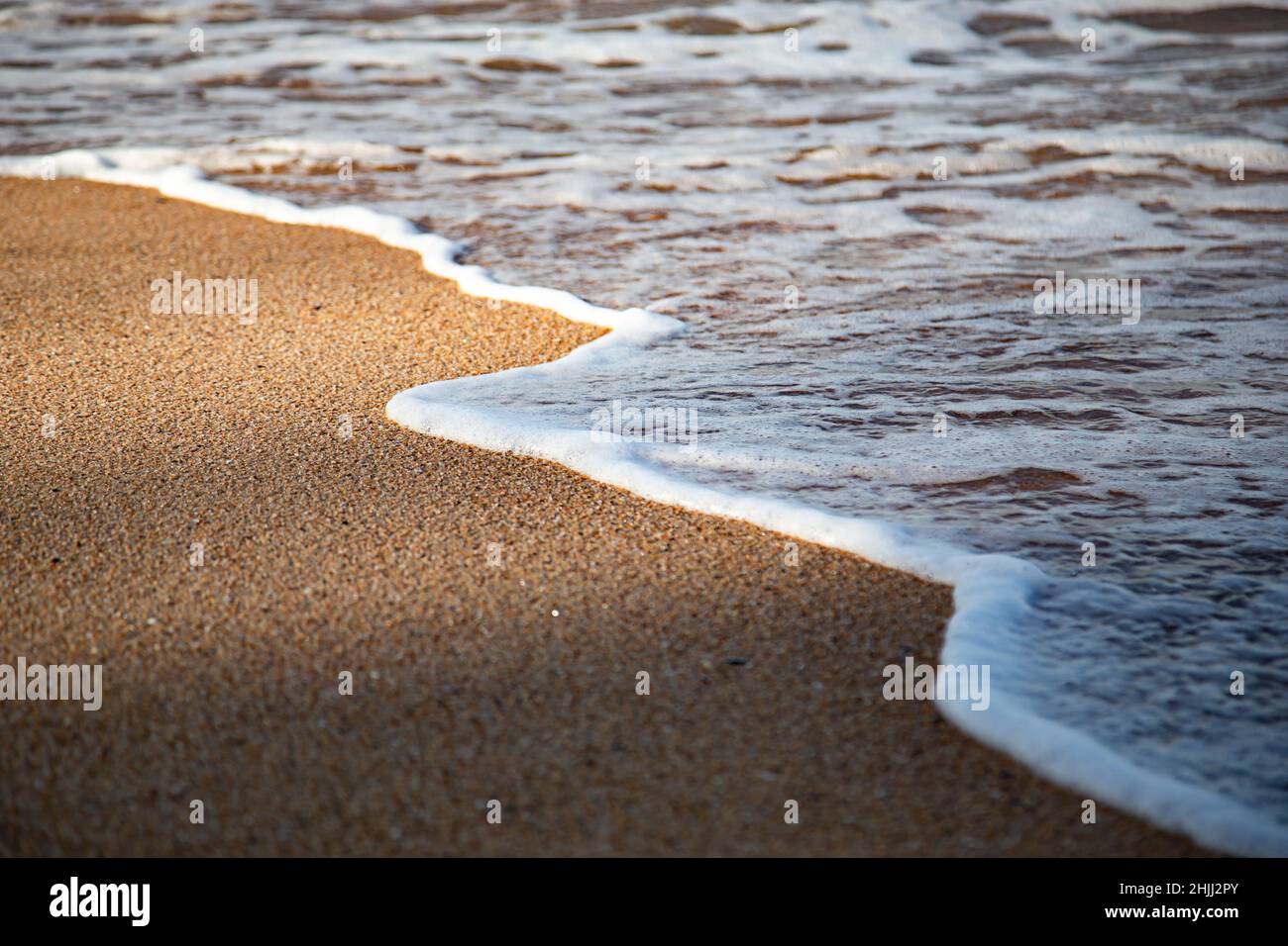 Sea foam with dappled shadowy light filtering over the scene. Stock Photo