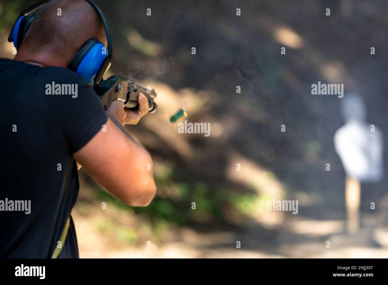 target shooting at a shooting range with an automatic weapon Stock