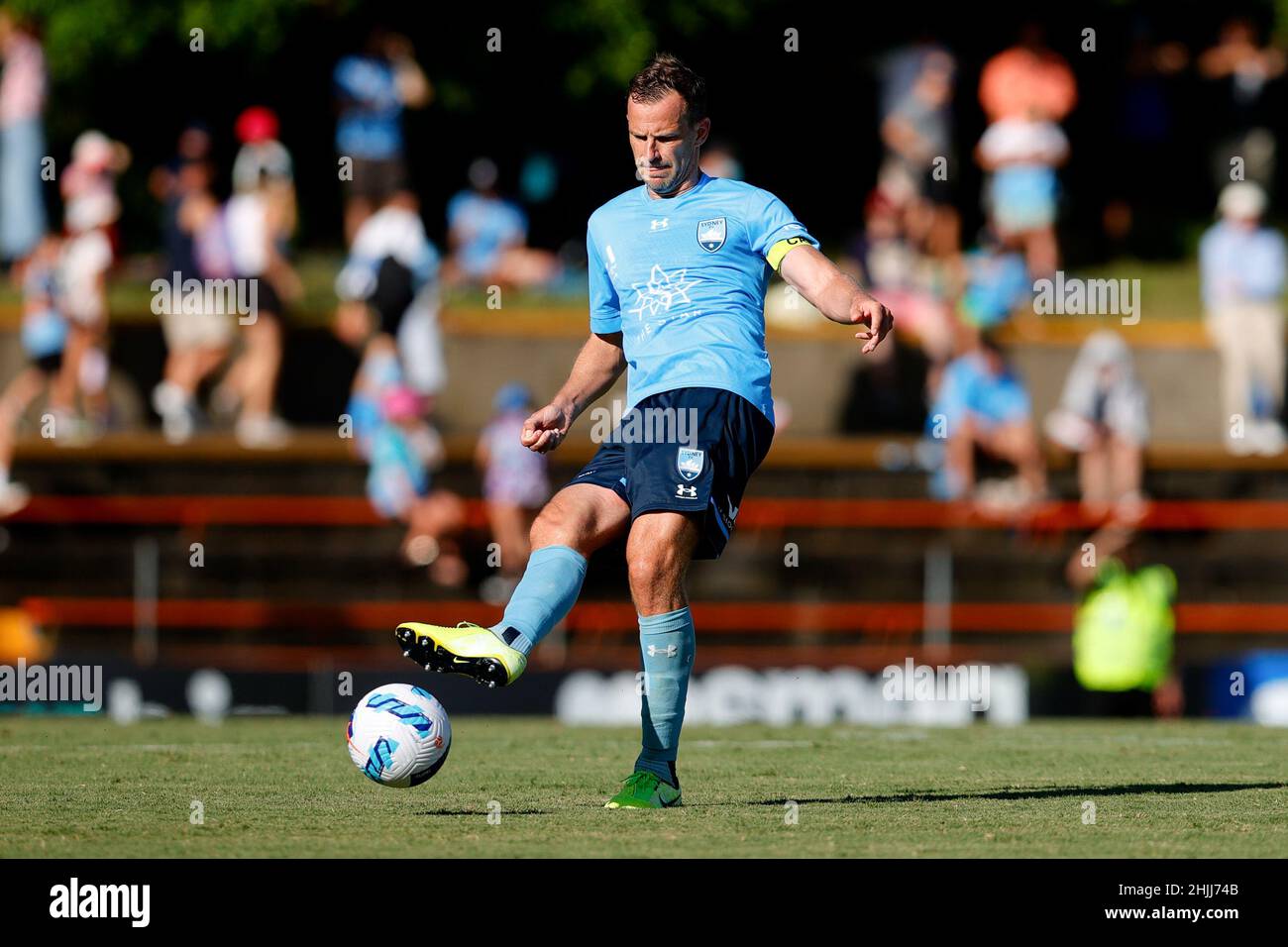 Sydney, Australia, 30 January, 2022. Alex Wilkinson of Sydney FC passes the ball during the A-League soccer match between Sydney FC and Central Coast Mariners. Credit: Pete Dovgan/Speed Media/Alamy Live News Stock Photo