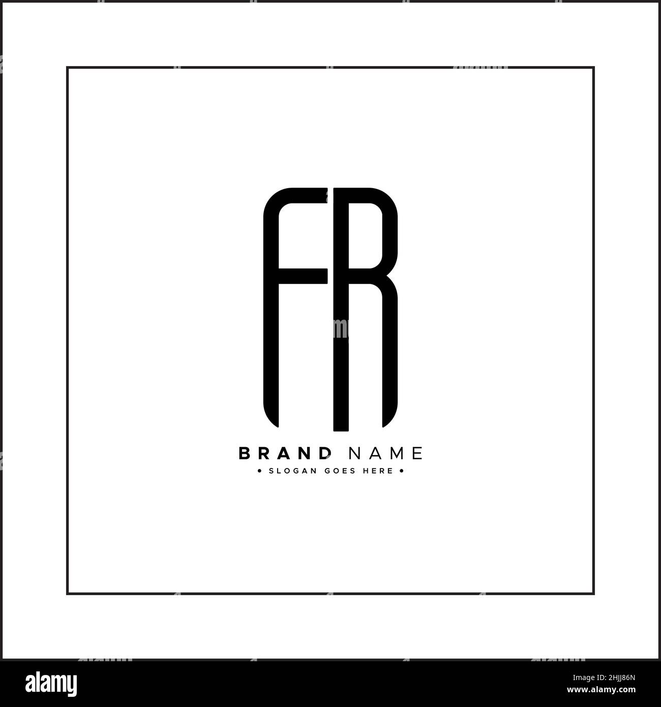 Initial Letter FR Logo - Minimal Business Logo for Alphabet F and R Stock Vector