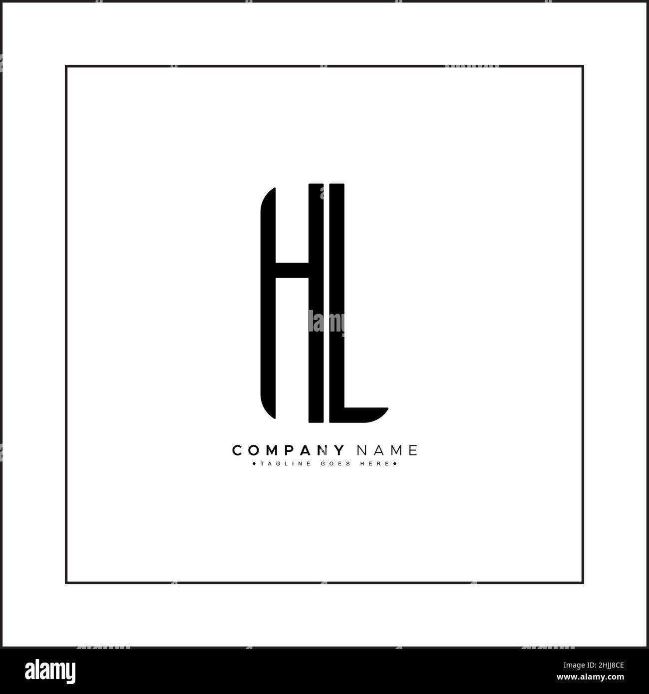 Initial Letter HL Logo - Simple Business Logo for Alphabet H and L Stock Vector