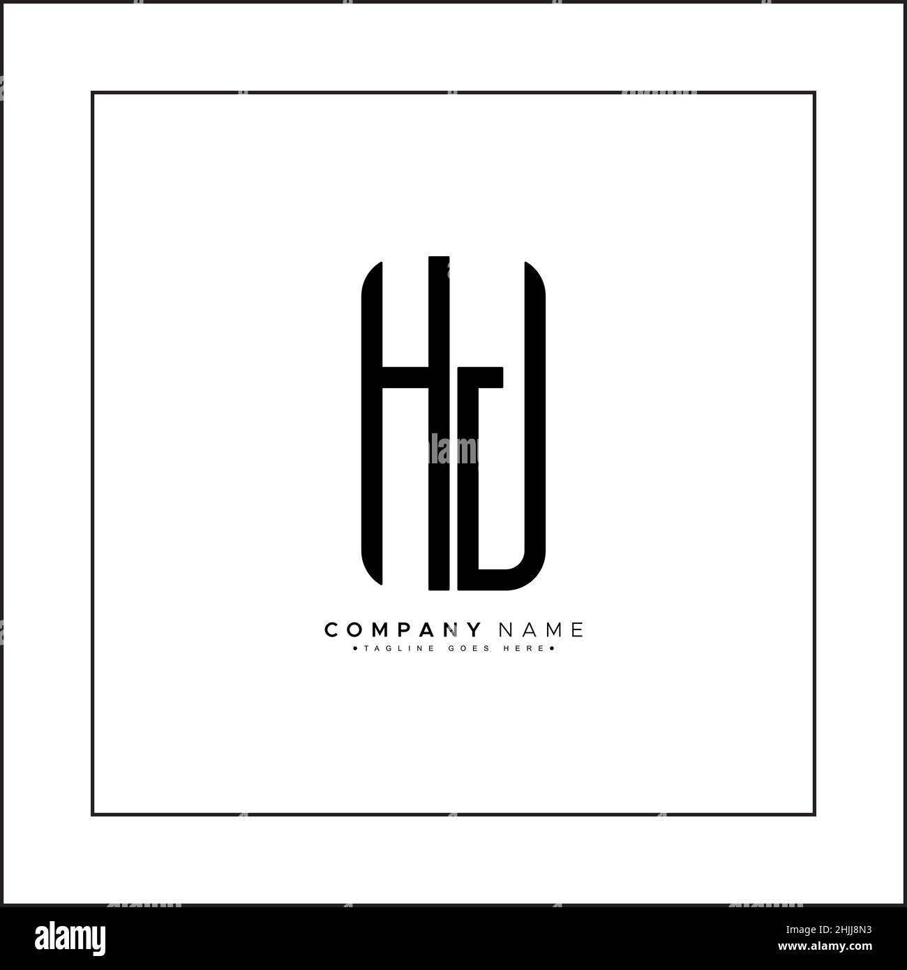 Simple Business Logo for Initial Letter HJ - Alphabet Logo Stock Vector