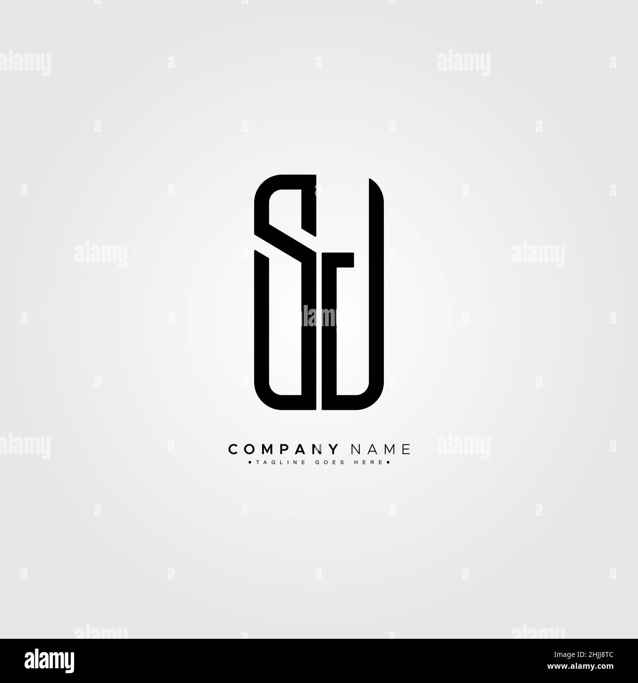 Minimal Business logo for Alphabet SJ - Initial Letter S and J Logo Stock Vector