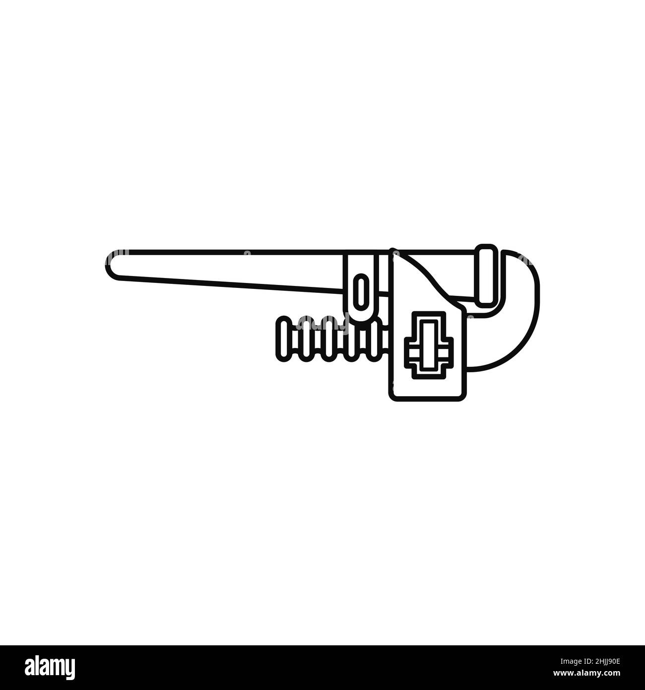 Expanding key icon on white backdrop. Outline simple vector illustration. Stock Vector