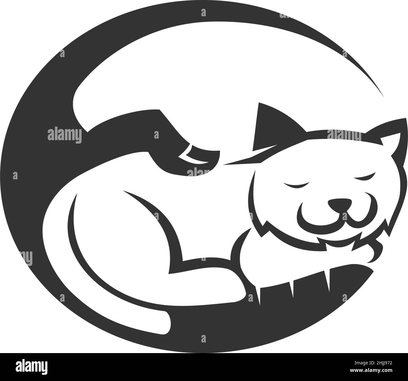 Cat Sleep on Hand Icon Illustration Brand Identity Stock Vector Image