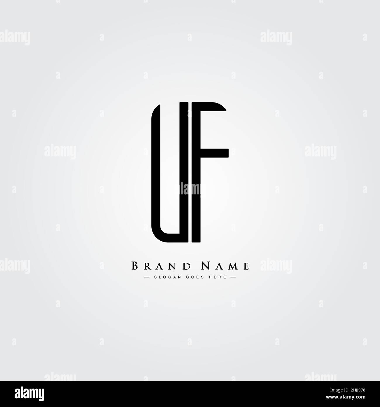 Minimal Business logo for Alphabet UF - Initial Letter U and F Logo Stock Vector
