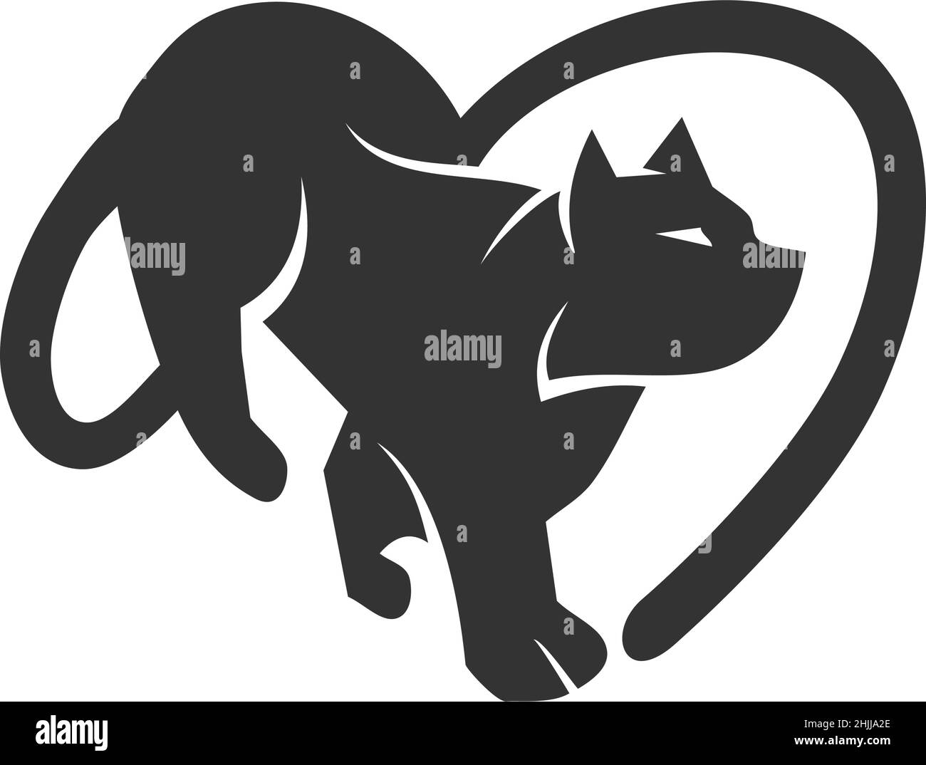 Cat Love Care Icon Illustration Brand Identity Stock Vector