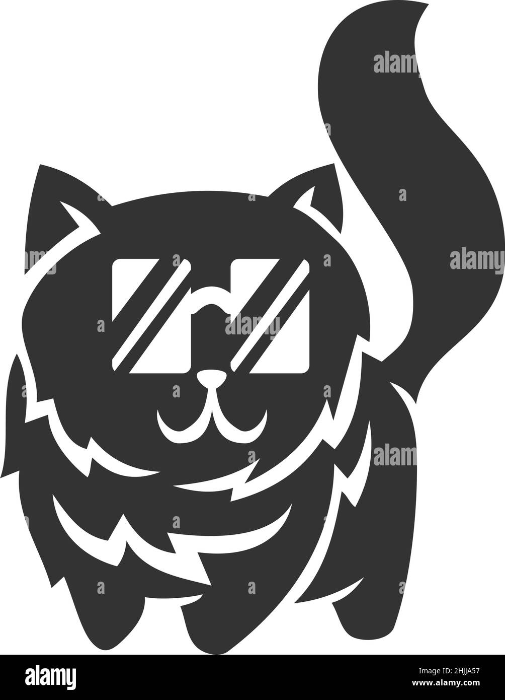 Cat standing with glasses Icon Illustration Brand Identity Stock Vector