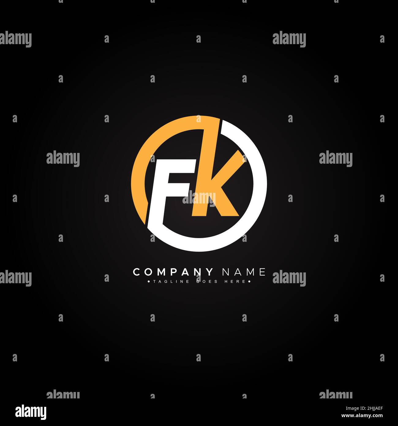Initial Letter FK Logo - Minimal Business Logo for Alphabet F and K Stock Vector