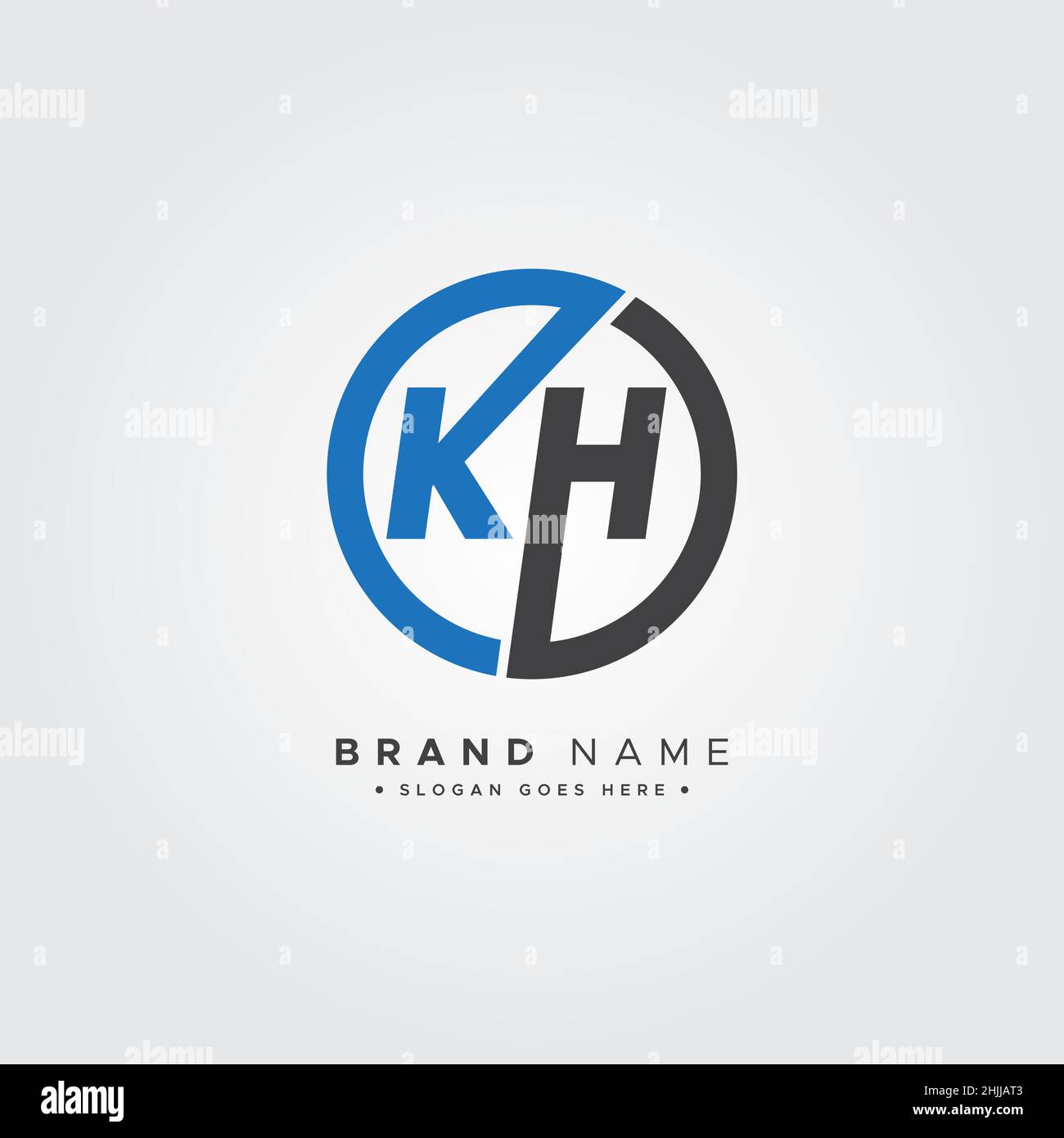 Initial Letter KH Logo - Simple Business Logo for Alphabet K and H Stock Vector