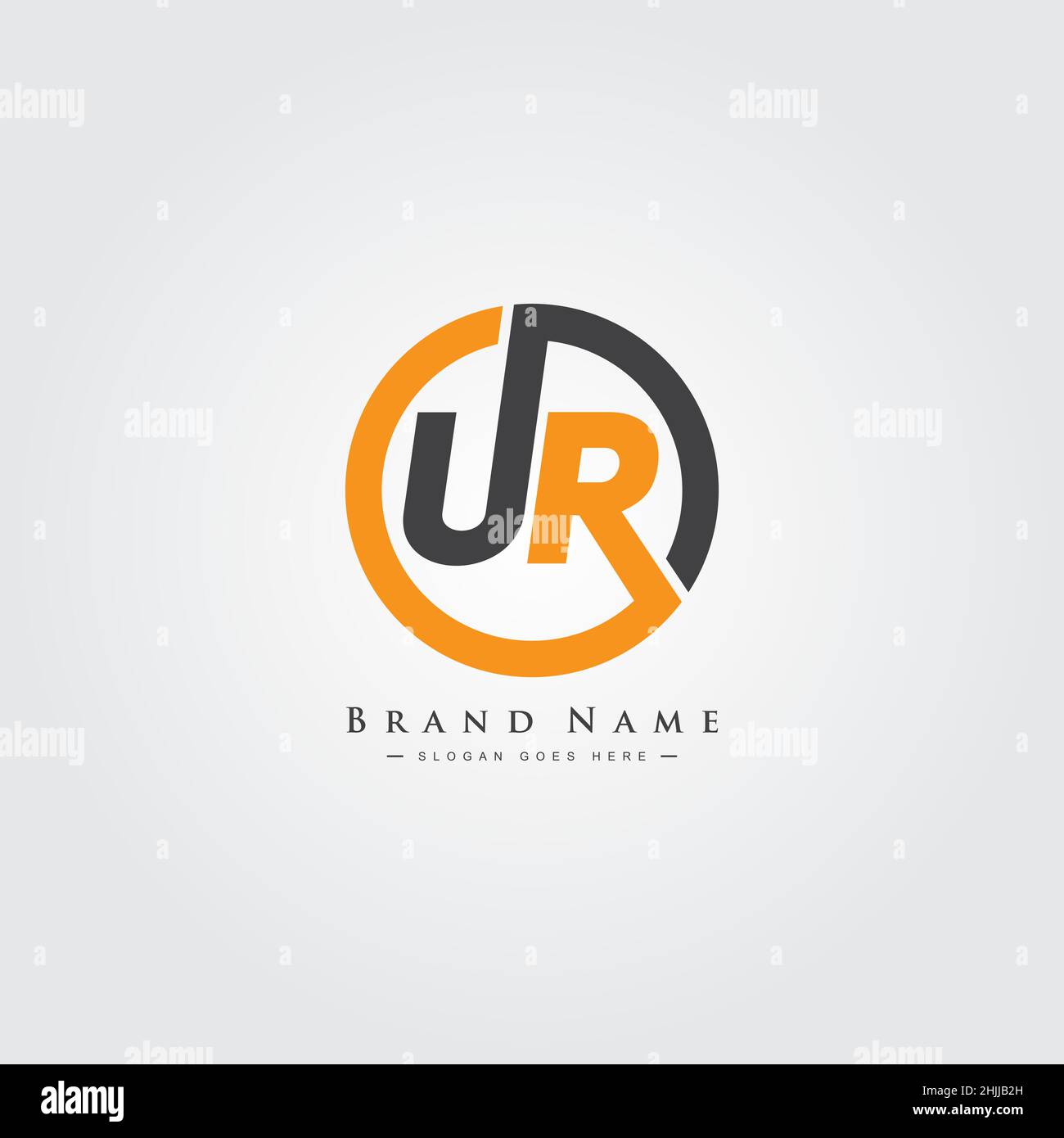 Minimal Business logo for Alphabet UR - Initial Letter U and R Logo Stock Vector