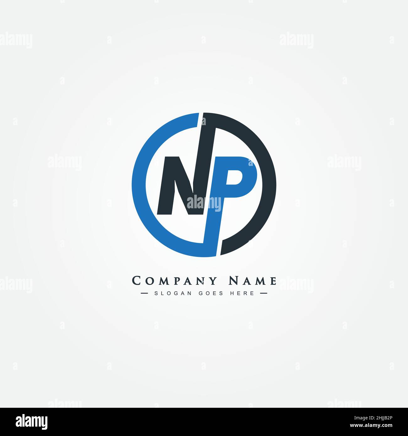 Simple Business Logo for Initial Letter NP - Alphabet Logo Stock Vector