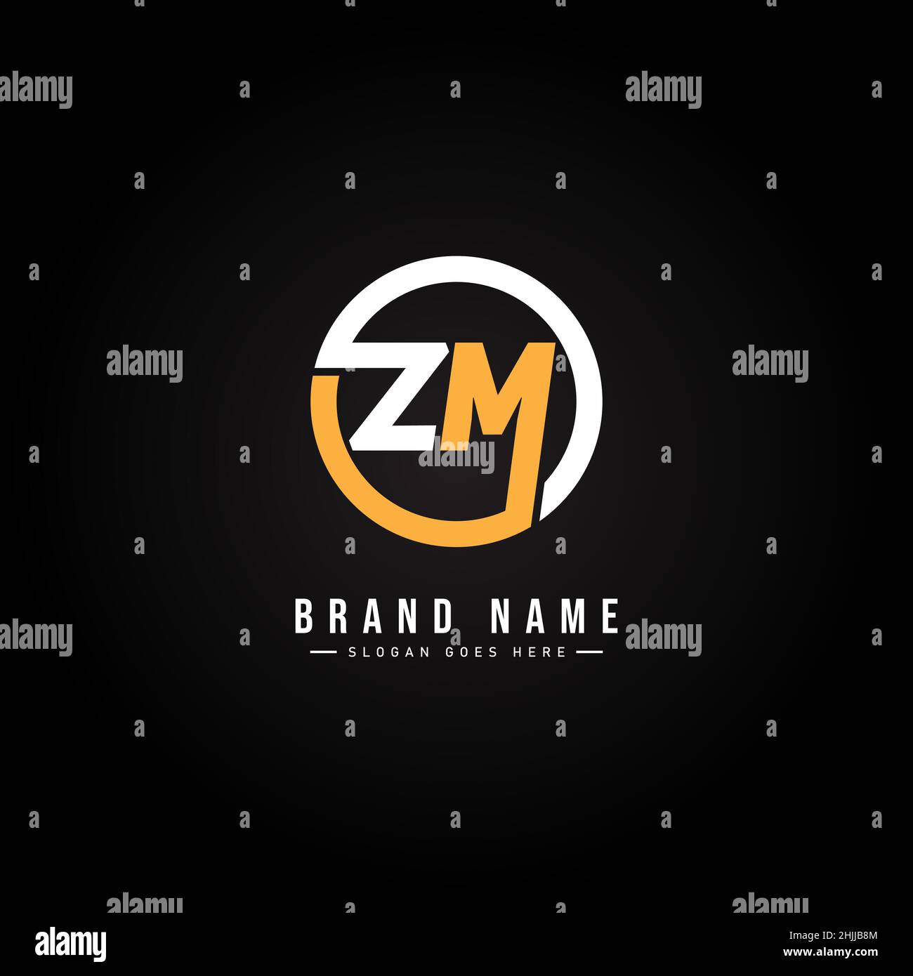 Minimal Business logo for Alphabet ZM - Initial Letter Z and M Logo Stock Vector