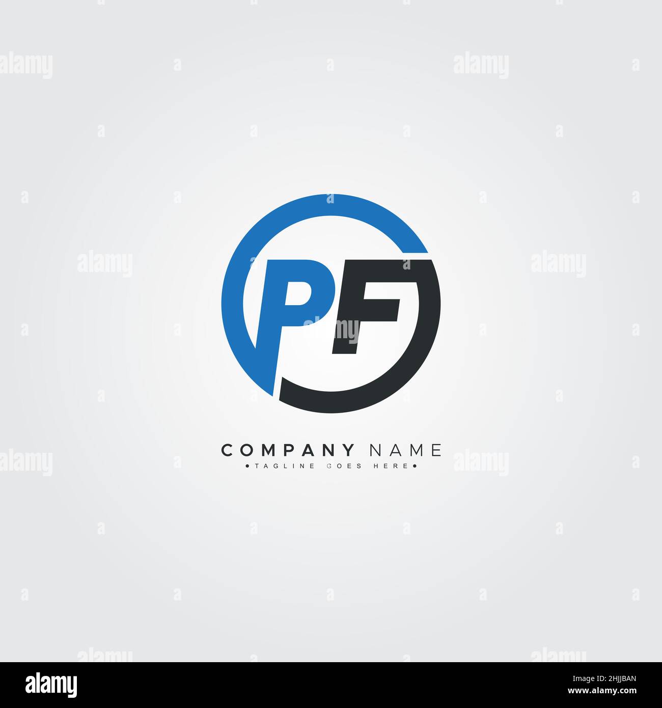 Initial Letter PF Logo - Minimal Business Logo for Alphabet P and F Stock Vector