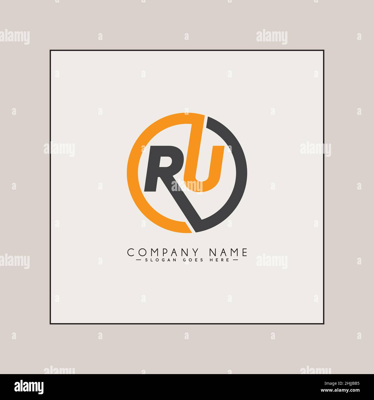 Initial Letter RU Logo - Minimal Business Logo for Alphabet R and U Stock Vector
