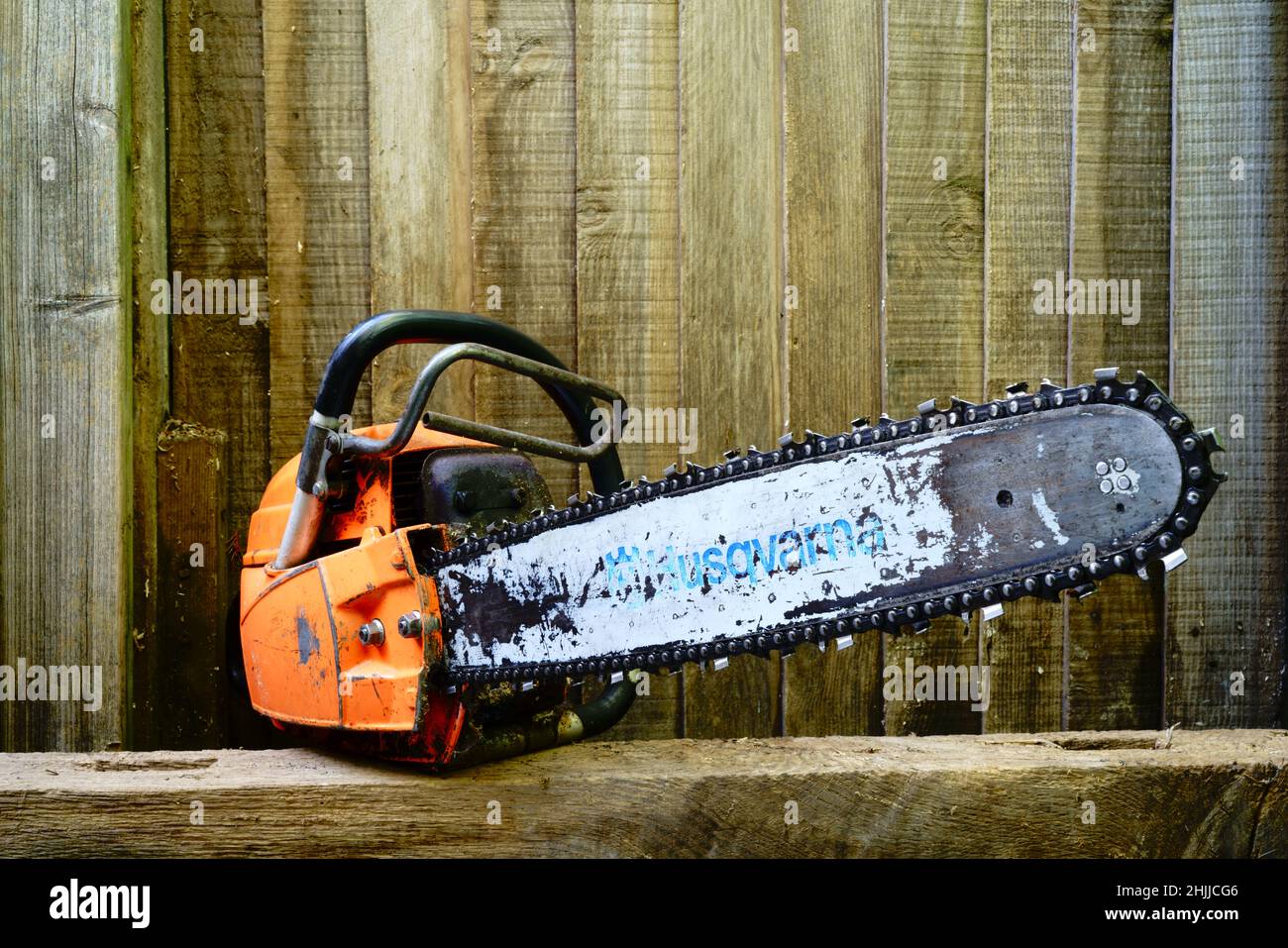 A vintage Husqvarna 65 chainsaw Stock Photo - Alamy