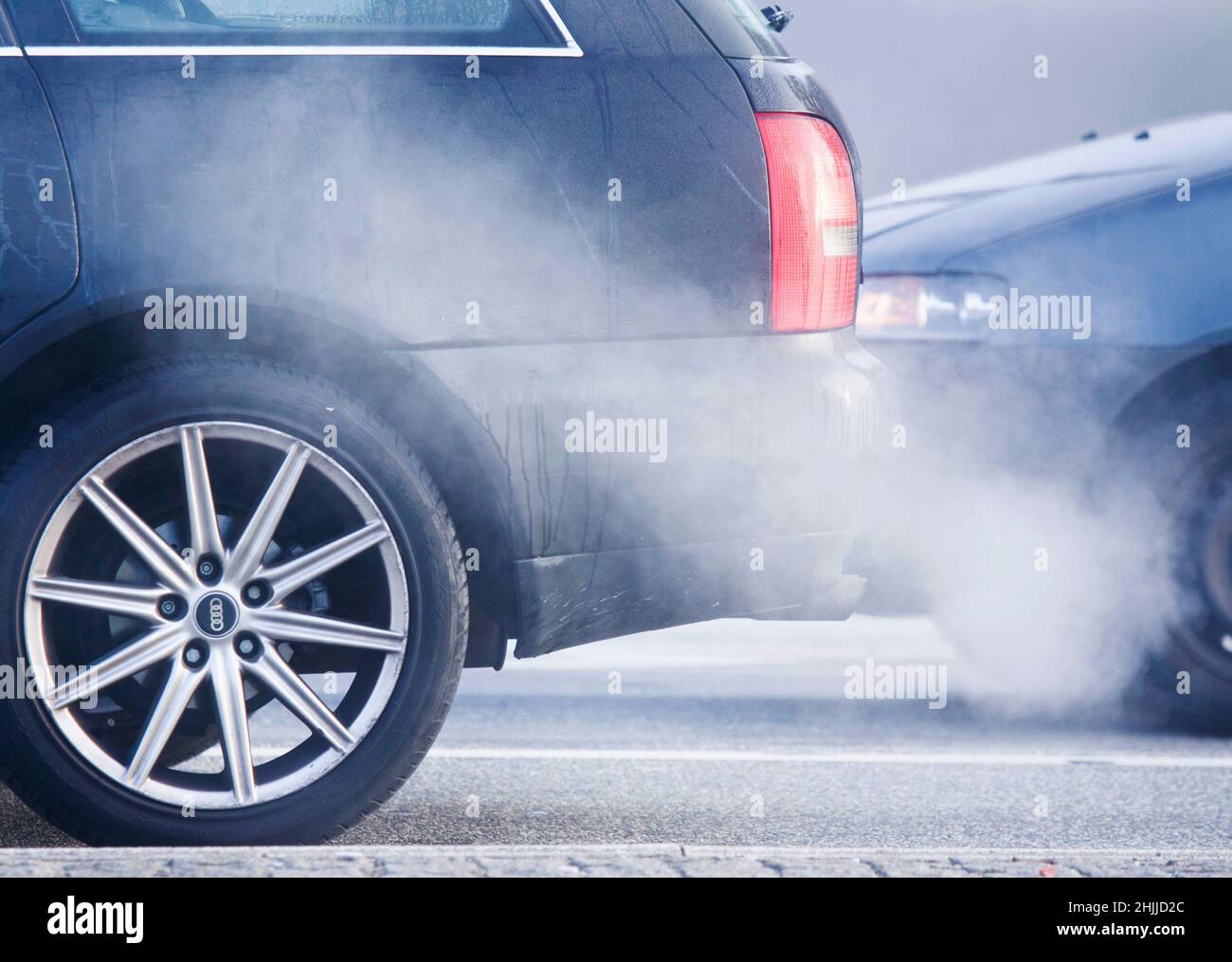 Exhaust gas from car Stock Photo