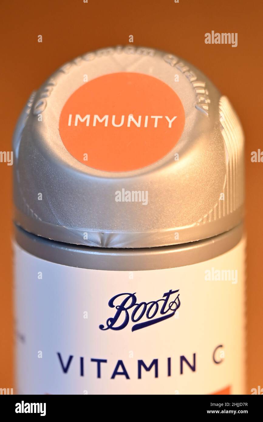 Boots Vitamin C + Zinc. London. UK. January 2022 Stock Photo - Alamy