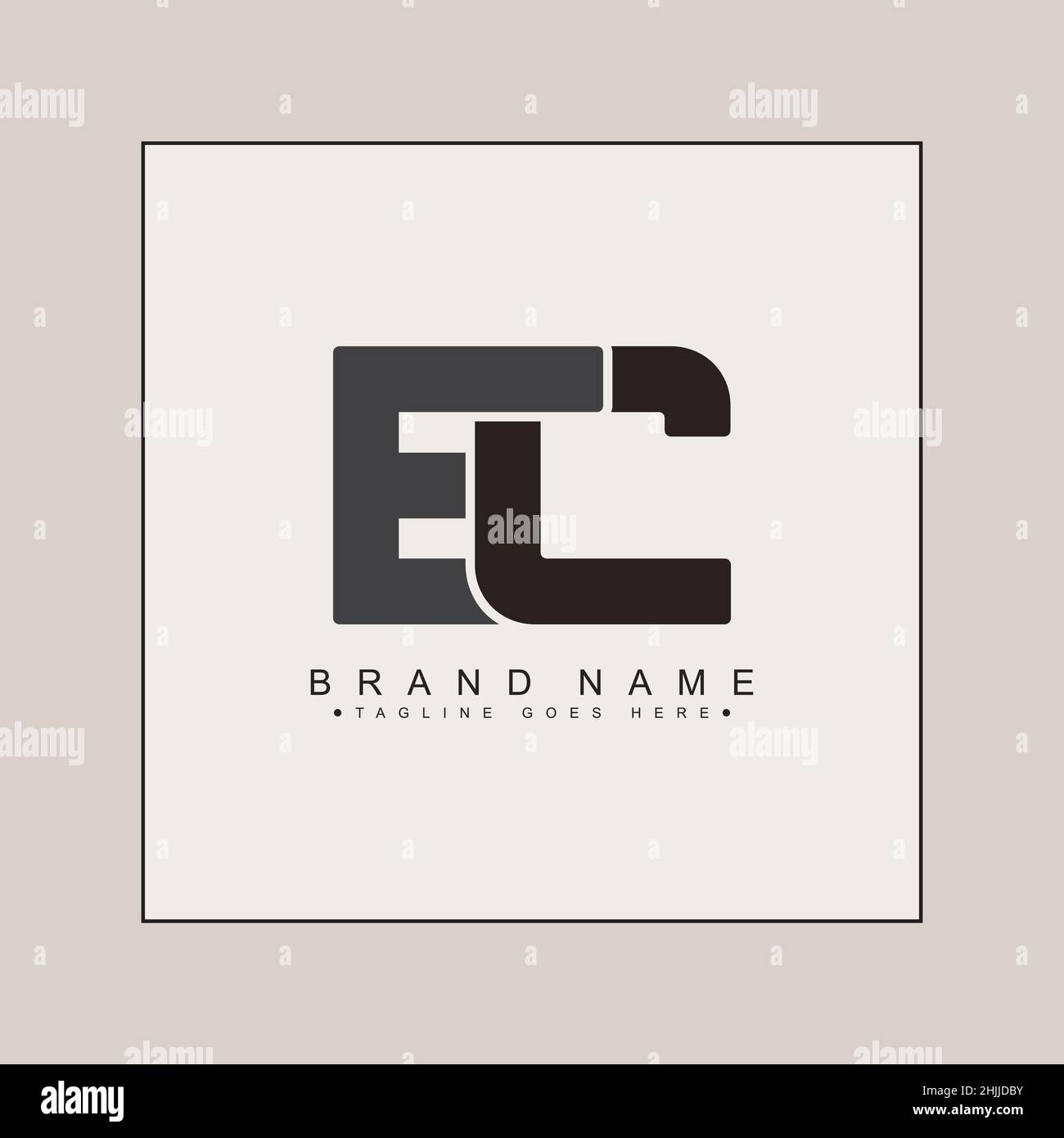 Initial Letter EC Logo - Minimal Business Logo for Alphabet E and C - Monogram Style Logo for Business Name Initials Stock Vector