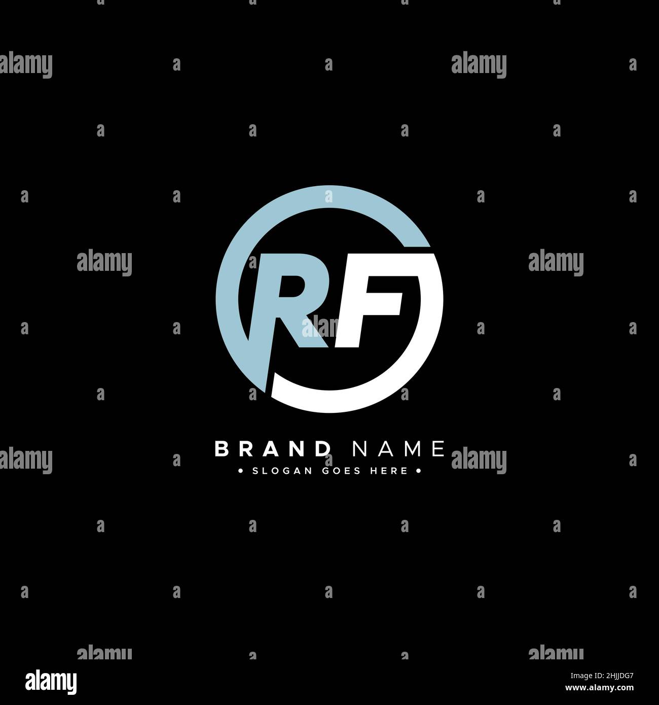 Initial Letter RF Logo - Minimal Business Logo for Alphabet R and F - Monogram Style Logo for Business Name Initials Stock Vector
