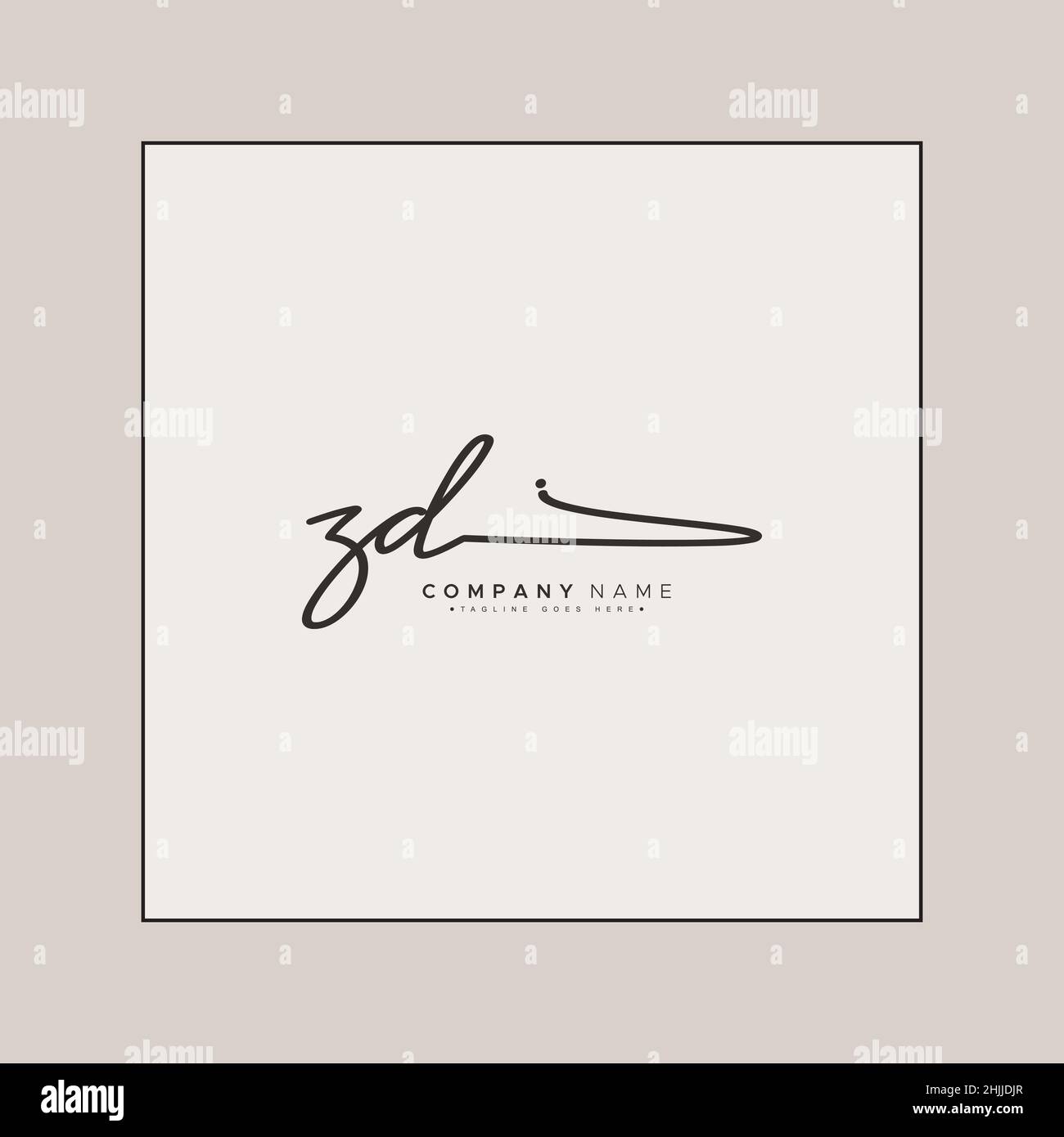 Initial Letter ZD Logo - Handwritten Signature Style Logo - Simple Signature Style Logo for Business Name Initials Stock Vector