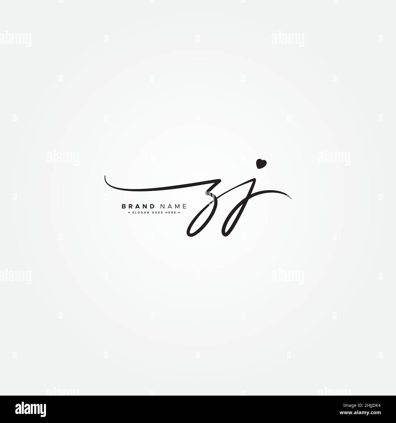 Initial Letter ZJ Logo Hand Drawn Signature Style Logo Simple