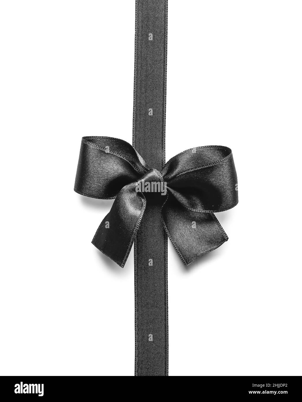 Black ribbon with bow isolated on white Stock Photo - Alamy