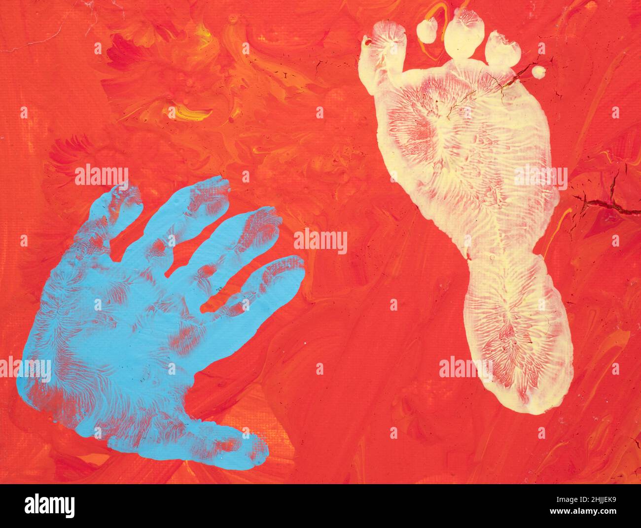 Hand and footprint of a toddler Stock Photo Alamy