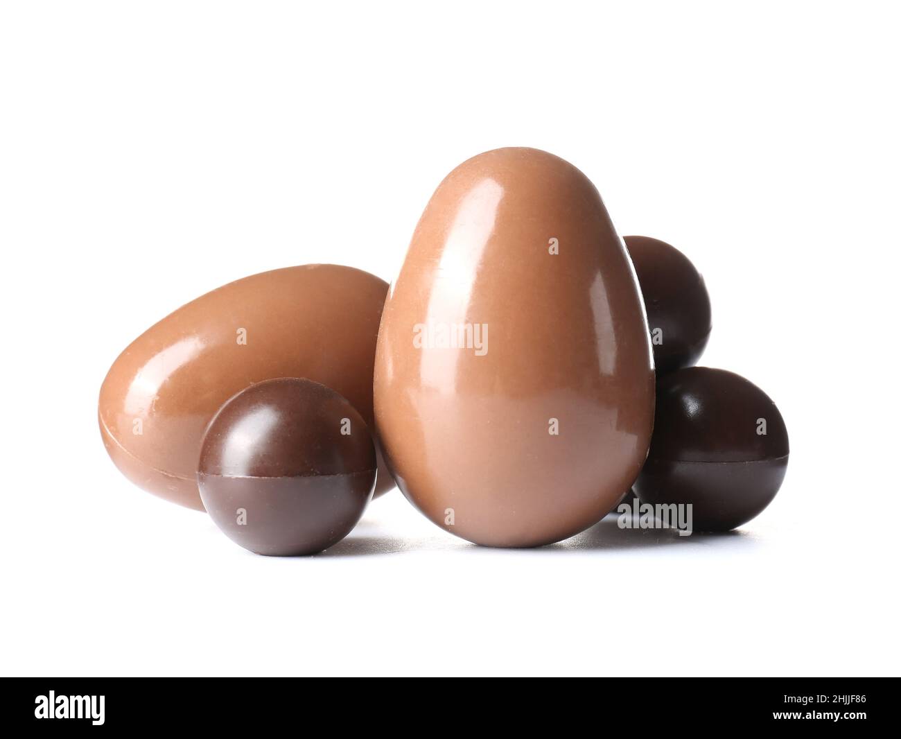 Chocolate Easter eggs isolated on white background Stock Photo - Alamy