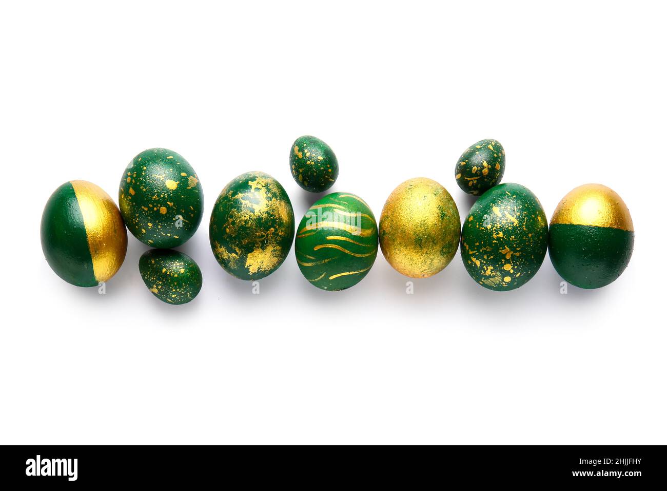 Stylish Easter eggs on white background Stock Photo - Alamy
