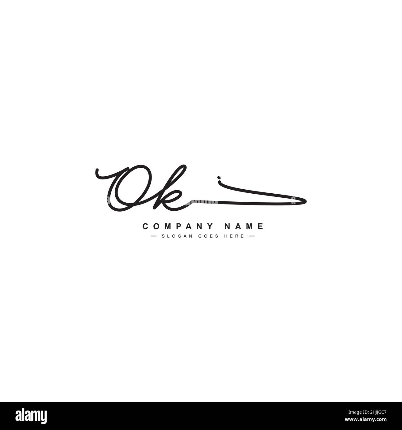 Initial Letter OK Logo - Hand Drawn Signature Style Logo - Vector Logo in Signature Style Initials Stock Vector