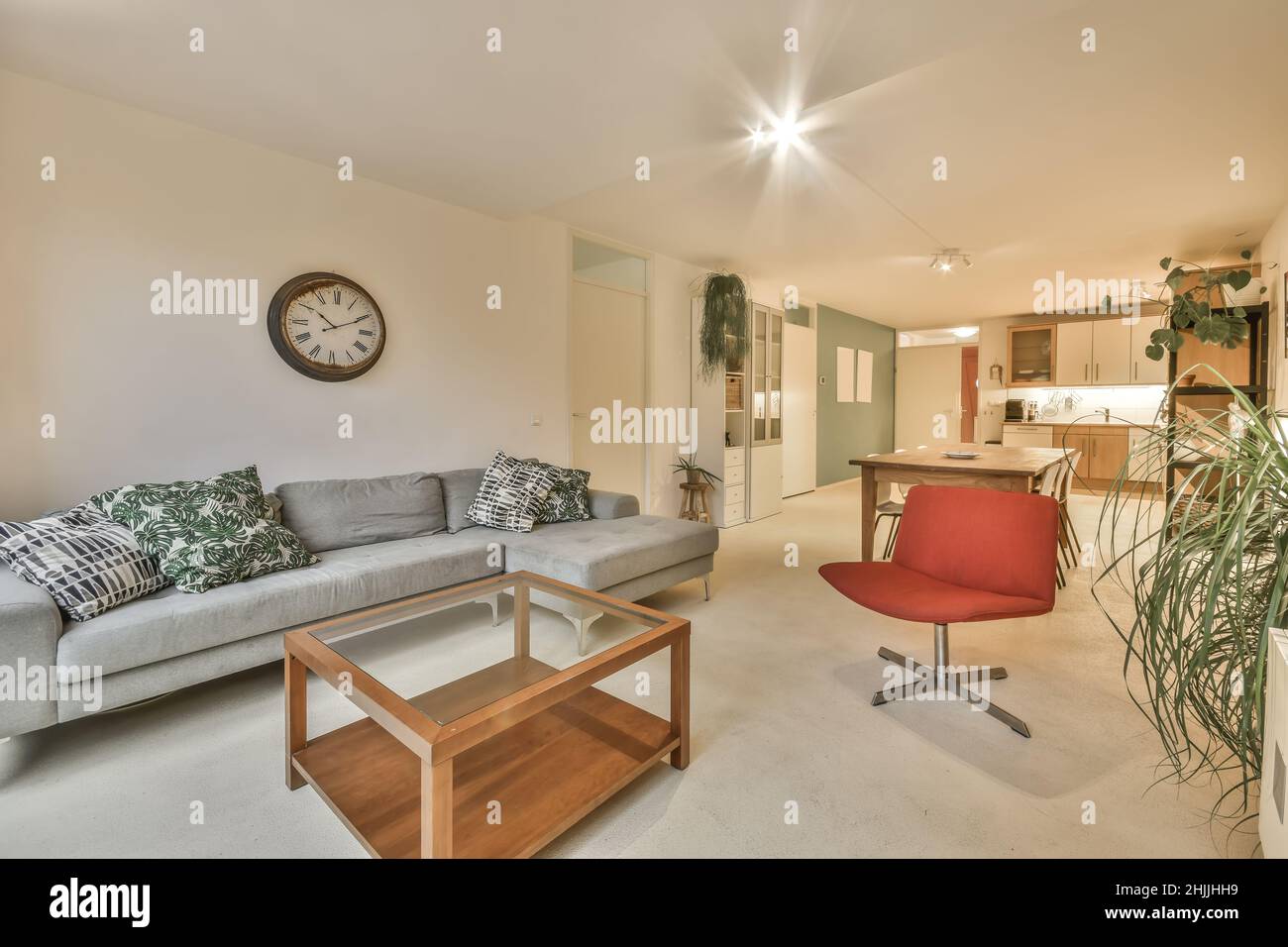 Beautiful living room interior with hardwood floors Stock Photo - Alamy