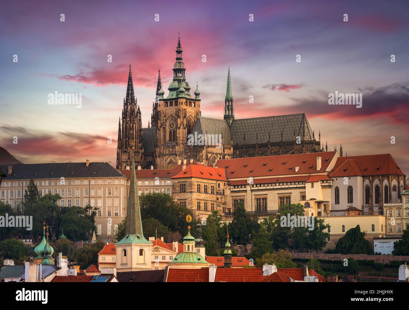 View of Prague Castle from the Charles Bridge Stock Photo