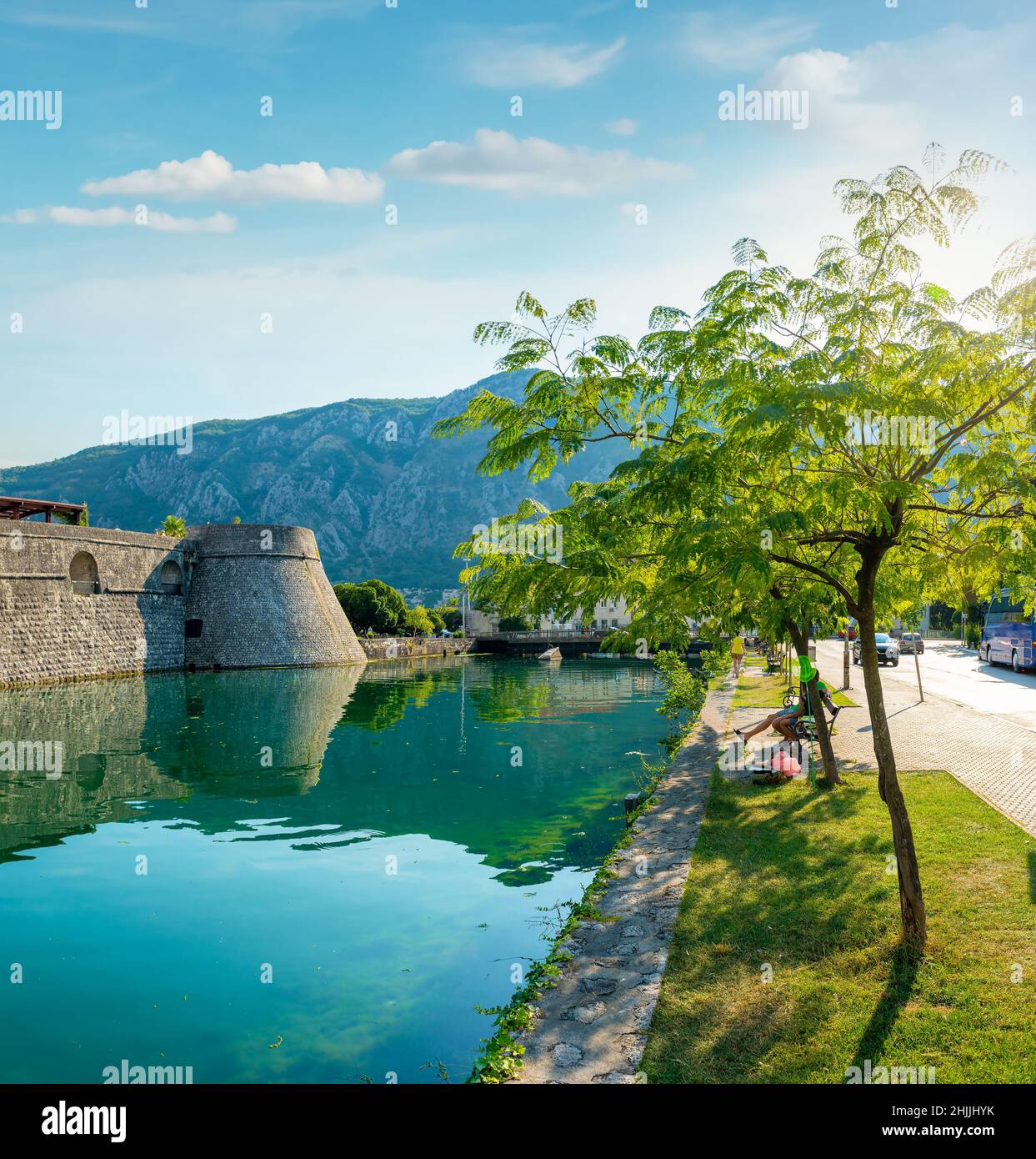 Kotor Venetian fortifications, Kampana Tower Old Town, Montenegro Stock Photo