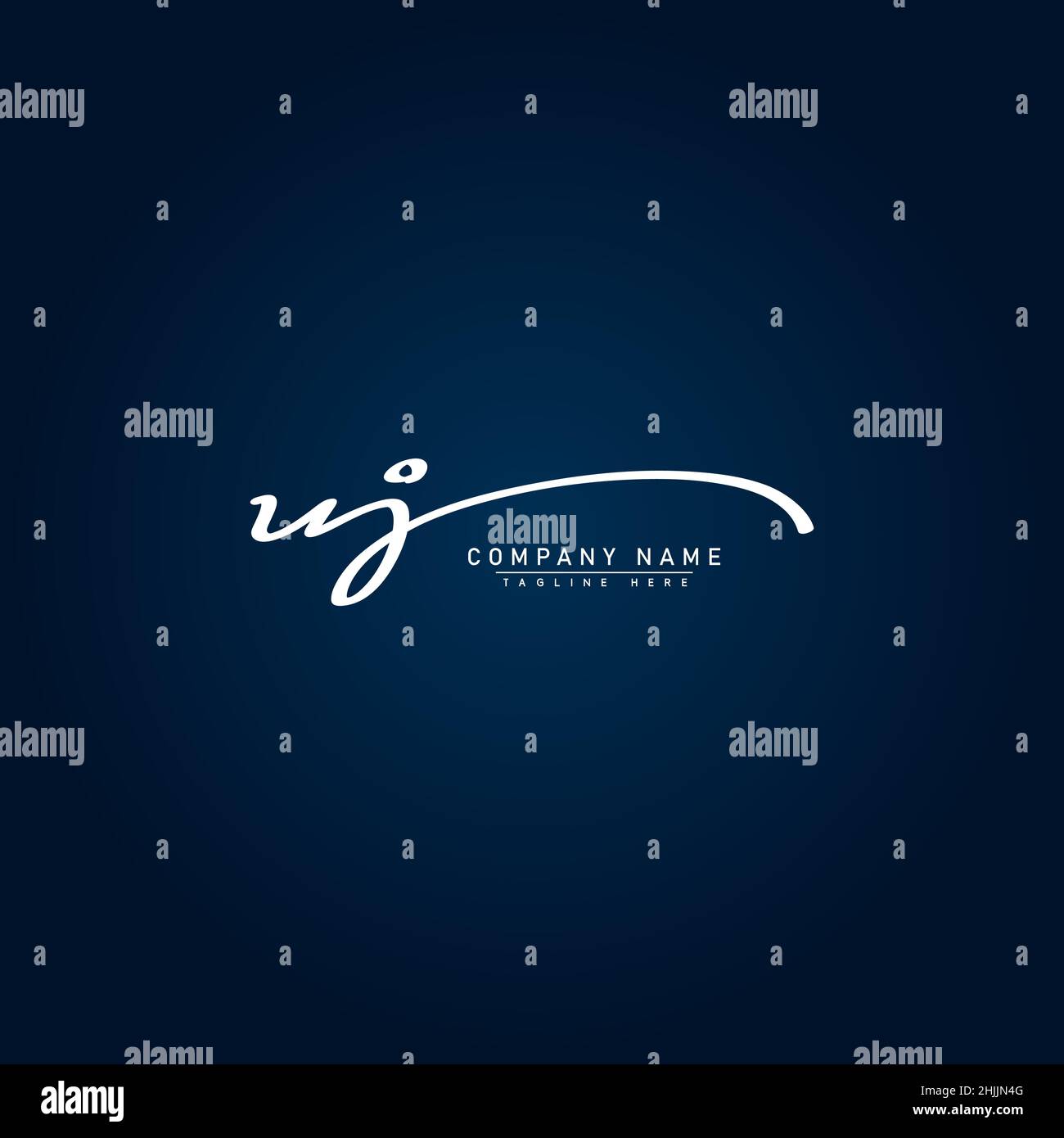 Initial Letter UJ Logo - Hand Drawn Signature Logo - Simple Vector Logo in Signature Style for Brand Name Initials. Stock Vector