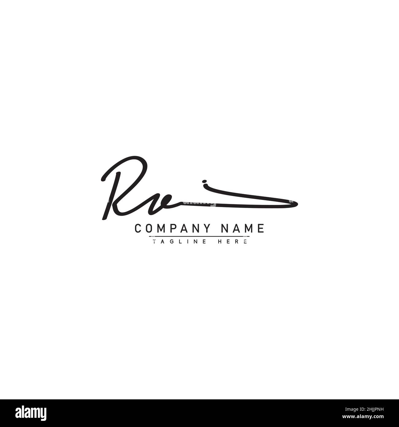 Initial Letter RV Logo - Hand Drawn Signature Logo - Simple Vector Logo in Signature Style for Brand Name Initials. Stock Vector