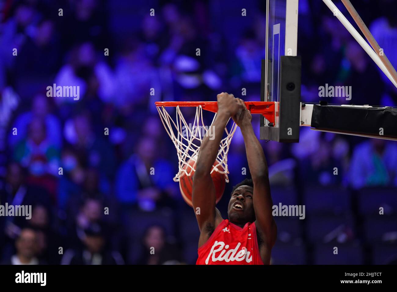 Chris Yapo during the slam dunk competition at the BBL Cup final's day at the Utilita Arena, Birmingham. Picture date: Sunday January 30, 2022. Stock Photo